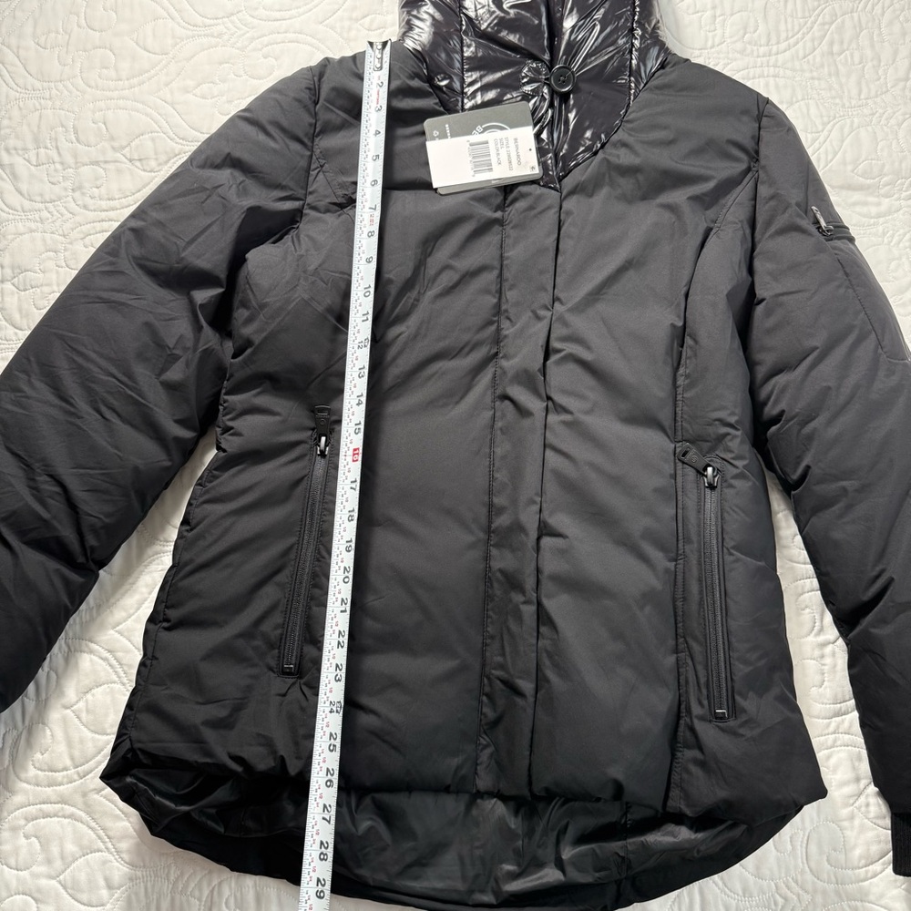 Bernardo Short Puffer Hooded Black Full Zipper & Snap Jacket Women's Large NWT - Picture 14 of 15